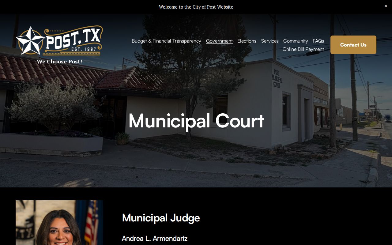 Post Municipal Court warrant information and contact page