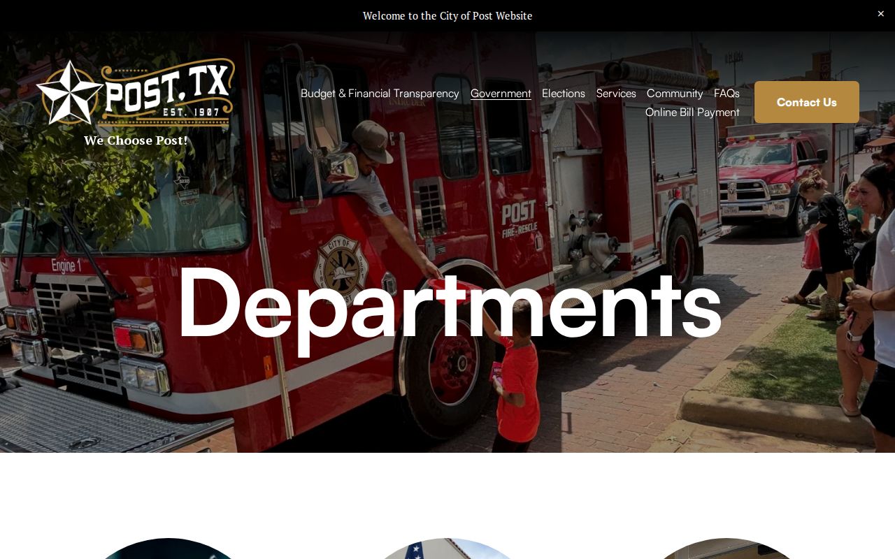 Post department directory linking to Municipal Court and the county Sheriff