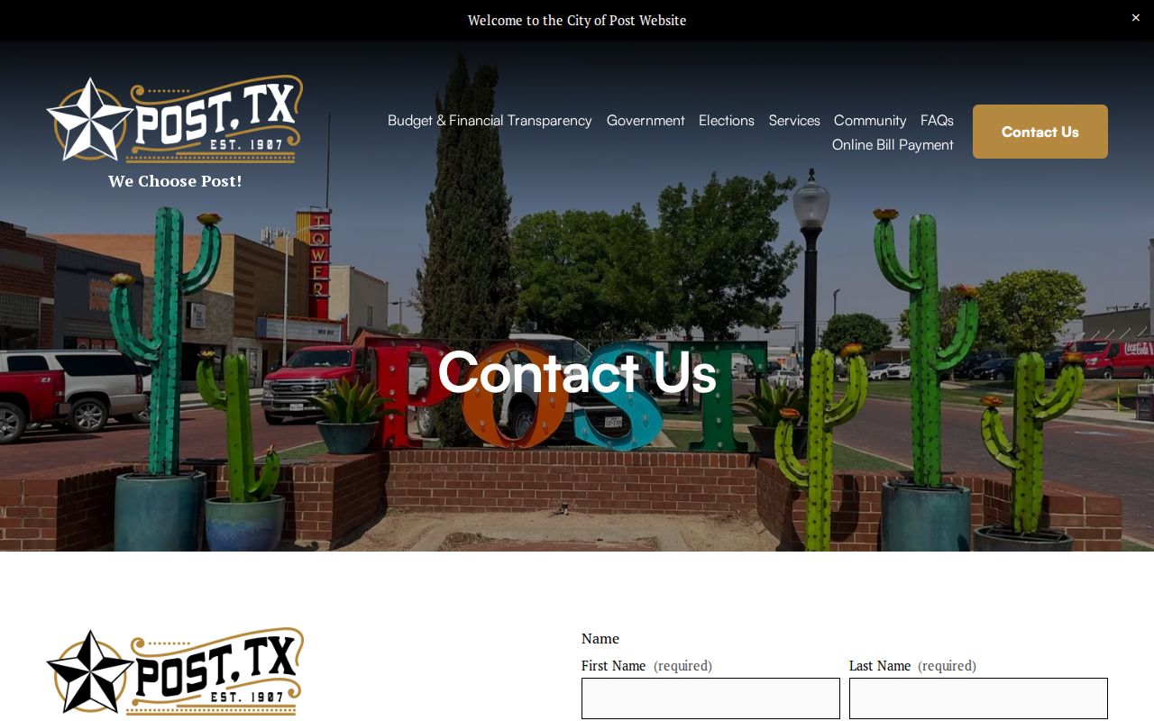 City of Post Hall contact page, separate from Municipal Court